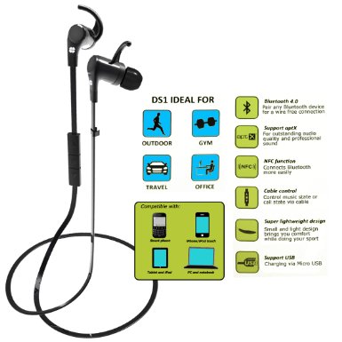 Wireless Bluetooth Headphones Stereo Affordable Headset, Sports Earbuds for Running - Hands-Free Calls & Music Streaming 4.0 Bluetooth Earpiece   Easy Paring to Any iPhone, Samsung, HTC, Lenovo, BB, and More From Silky Smooth Products
