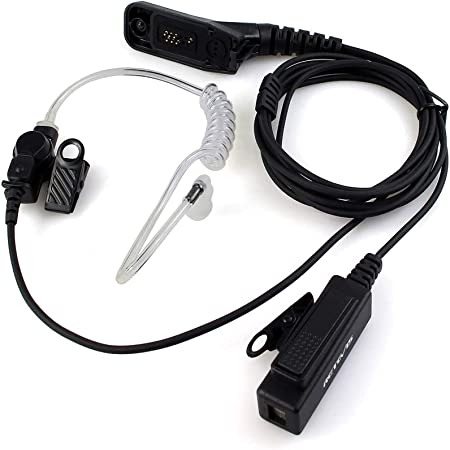 Retevis 2 Way Radio Earpiece with Mic 2 Wire Surveillance Acoustic Tube Earpiece Compatible with Motorola APX6000 XPR6550 XPR7000 XPR7550e Walkie Talkies(1 Pack)