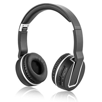 Wireless Headphones,Mindkoo Comfortable Portable Bluetooth Headphones Stereo with Build-in Microphone and Adjustable Headband for Smartphone, iPad and Laptop (7 Hrs Playing Time,Black)