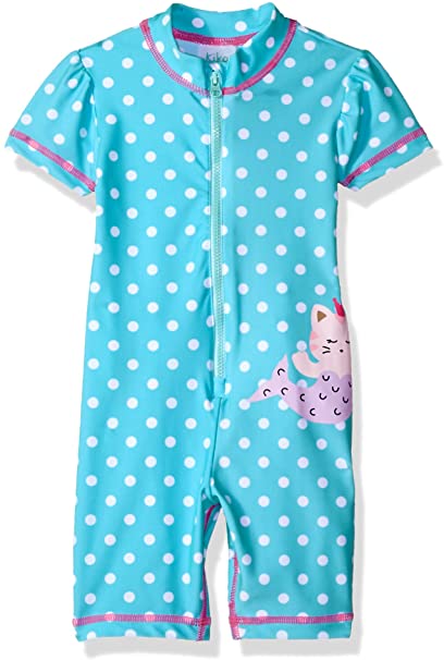 KIKO & MAX Girls' Baby Full Body Rash Guard Swim Suit Coverall Bodysuit