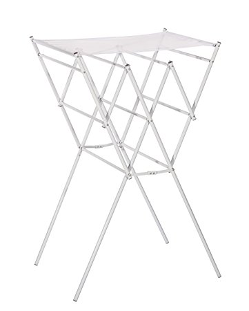 StorageManiac Clothes Drying Rack, Collapsible Expandable Metal Laundry Drying Rack, White