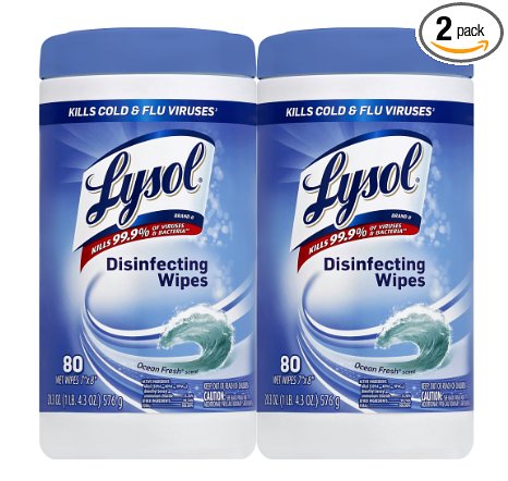 Lysol Disinfecting Wipes Ocean Fresh 80 Count Pack of 2