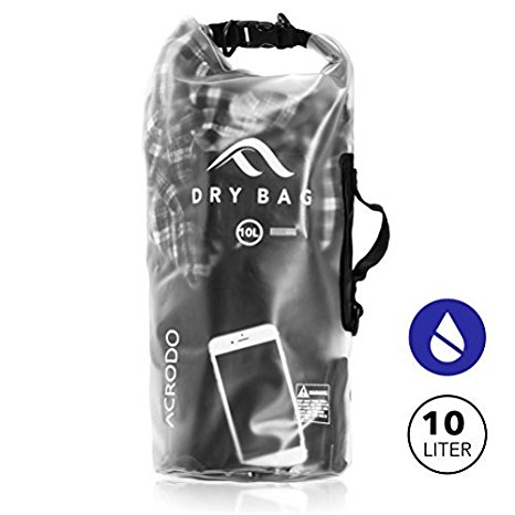New Acrodo Waterproof Dry Bag Transparent 10 Liter Floating for Boating, Camping, and Kayaking With Shoulder Strap – Keeps Clothing & Electronics Protected