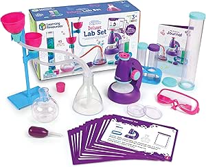 Learning Resources Primary Science Deluxe Lab Set Pink - 45 Pieces, Ages 3 , Science Kit for Kids, STEM Toys for Kids, Preschool Science Kit, Science Experiments for Kids