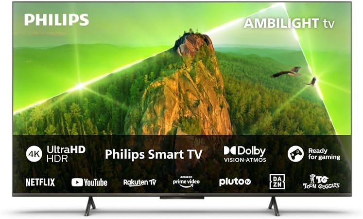 PHILIPS Ambilight PUS8108 70 inch Smart 4K LED TV | UHD & HDR10  | 60Hz | P5 Perfect Picture Engine | SAPHI | Dolby Atmos | 20W Speakers | Google Assistant & Alexa Compatible