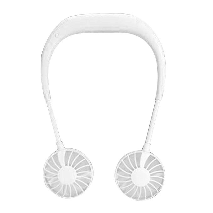 Hands-Free Neckband Fan,Hand Free Personal Fan,Headphone Design Wearable Portable USB Rechargeable Neckband Mini Fan (3 Speeds, 5-10 Working Hours) (White)