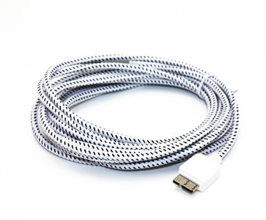 Braided 10FT Micro USB 3.0 Charger Sync Data Cable For Samsung Galaxy S5 i9600 Note 3 N9000 (White)