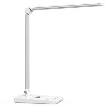 LE 8W Dimmable LED Desk Lamp, 7-Level Brightness, Touch Sensitive Control, Folding Table Lamps, Reading Lamps, Bedroom Lamps