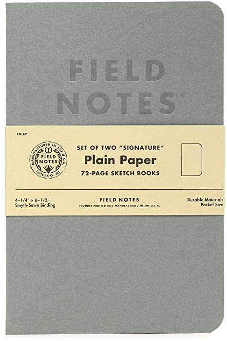 Field Notes Signature Series Notebook 2-Pack - 4.25" x 6.5" - 72 Pages (Gray with Plain Paper)
