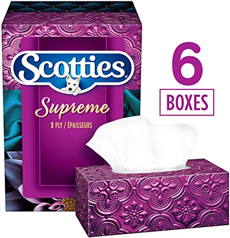 Scotties Supreme Facial Tissue, 3-ply, 88 sheets per box -6pk {Canadian}