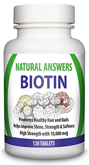 Biotin Hair Growth Supplement 10,000mcg 120 Tablets (4 Month Supply) by Natural Answers
