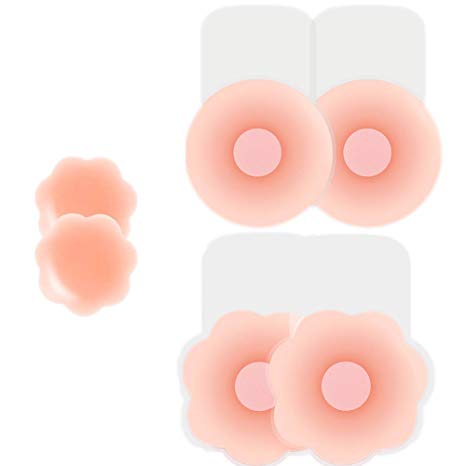 Nipple Covers, Adhesive Bra Nippleless Covers, Breast Lift Pasties for Women Reusable Adhesive Invisible Silicone Cover