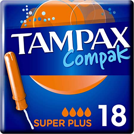 Tampax Compak Super  Tampons with Applicator 18x, Leak Protection and Discretion, Feel Clean