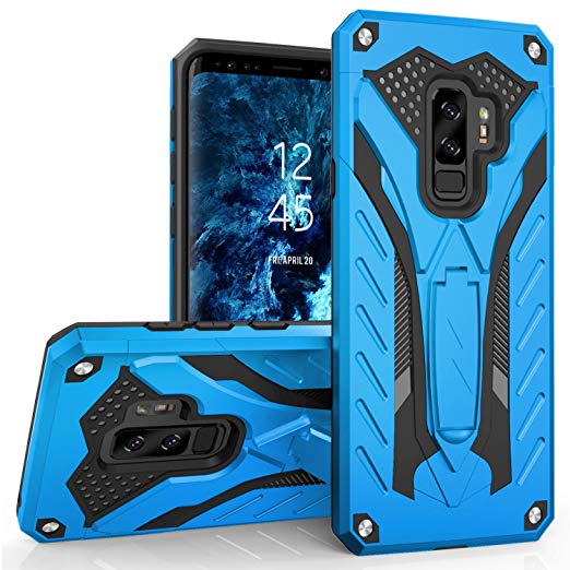 Zizo Static Series Compatible with Samsung Galaxy S9 Plus Case Military Grade Drop Tested with Built in Kickstand Blue Black