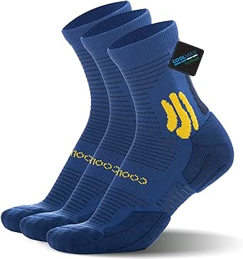 BRISIRA Coolmax Bamboo Viscose Compression Running Socks 3 Pack Quarter Athletic Cushioned Breathable Anti Blister&Sweat&Odor