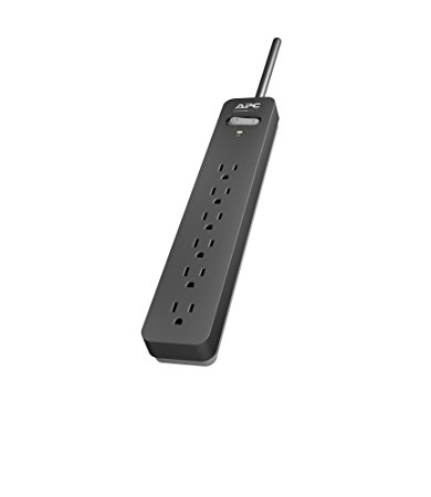 APC 6-Outlet Surge Protector 1080 Joule with 15-Foot Power Cord, SurgeArrest Essential (PE615)