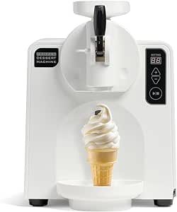 Nostalgia Easy-Dispensing Soft Serve Ice Cream Machine - Ice Cream Maker for Frozen Yogurt, Sorbet, Gelato, Drinks, and More in Minutes - LED Display - 1 Quart - WHITE