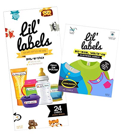 Lil' Labels Daycare Value Pack Bottle and Clothing Labels, Waterproof, Animal Friend, Highlighter