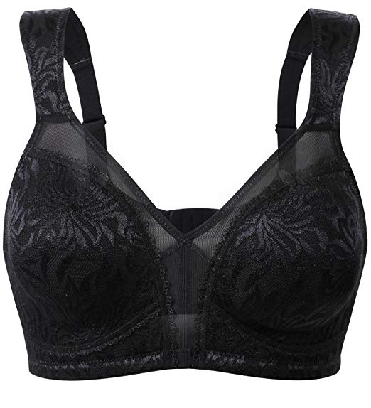 WingsLove Women's Full Coverage Non Padded Comfort Bra Minimizer Wire-Free Bra