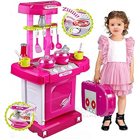 Toyshine Luxury Battery Operated Kitchen Set With Lights, Sound and Carry Case