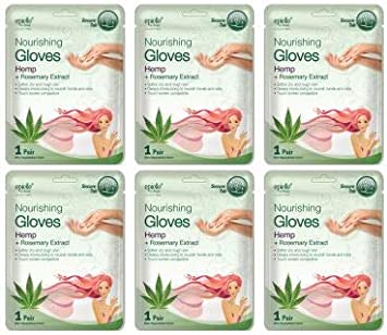 Epielle Nourishing Hand Masks - Hemp + Rosemary Extract for Deep Moisturizing 100% Vegan & Cruelty-Free (Gloves 6pk) For Dry Hand Spa Masks, Holiday Beauty Gifts, Stocking Stuffers