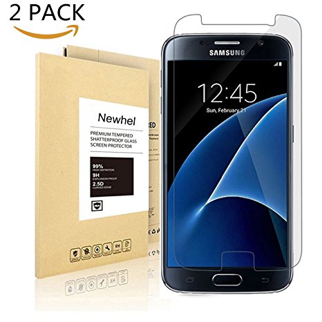 [2Pack]S7 Tempered Glass Screen Protector[ Bubble Free] , Newhel HD Screen Protector For Galaxy S7 [9H Hardness] [Anti-Fingerprint] [Scratch Proof] Screen Protector for Samsung Galaxy S7