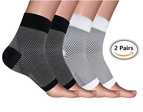 ASTAS Foot Sleeves (2 Pairs) Best Plantar Fasciitis Compression Sock for Men & Women - Heel Arch Support/ Ankle Sock, Great for Hiking, Relieve Arch Pain, Reduce Foot Swelling,Better feel.