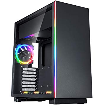 ROSEWILL ATX Mid Tower Gaming PC Computer Case, Tempered Glass/Steel, RGB LED Fans Aura Sync/Mystic Light 5V Ready, 240mm Water Cooling Radiator Support, Great Cable Management/Airflow