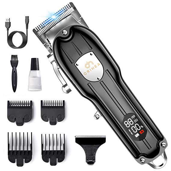 Professional Hair Clippers for Men, OriHea Mens Hair Clippers for Barbers Cordless Beard Trimmer Grooming Kit with LED Display, Rechargeable 2500mAh Battery for 4H Working, Upgraded Powerful Motor