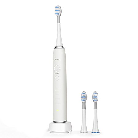 Sonic Electric Toothbrush, Coredy Power Rechargeable Dental Toothbrush with Automatic Smart Timer, 3 Replacement Brush Heads, 4 Brushing Modes, 20 Days Super Long Battery Life (100~240 Volts)