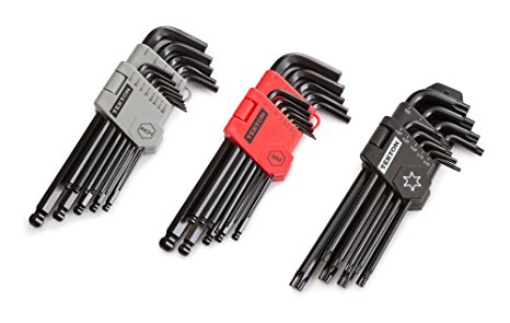 TEKTON 25282 Long Arm Ball End Hex Key Wrench Set, Inch/Metric with TEKTON 25291 Star Key Set