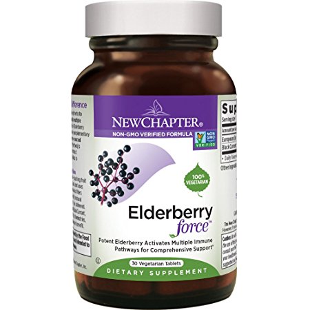 New Chapter Elderberry Force, Elderberry Supplement with Black Elderberry   Black Currant for Immune Support - 30 ct Vegetarian Capsule