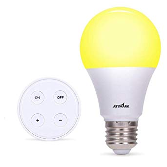 A19 Dimmable LED Light Bulb with Remote Controller - Atshark LED Bulbs 900 Lumen, E26 Base, 10 W (75 W Equivalent), 10 Dimming Levels, 3 Color Temperature from Warm to Cold Light
