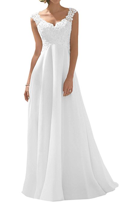 MILANO BRIDE Cheap Wedding Party Dress Prom Gown Drape V-neck Empire-Waist Lace