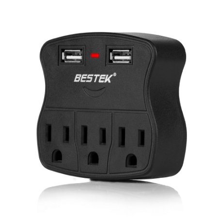 Surge Protector, BESTEK 245 Joules Portable 3 Outlet Wall Mount Power Strip with 2.4A Dual Smart USB Charging Station, ETL Listed