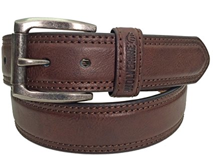 Wolverine Men’s Double Topstitched Leather Belt Roller Buckle