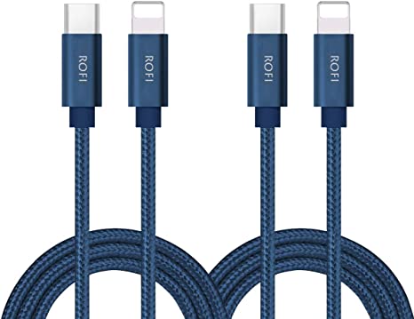 USB-C to Phone 11 Charger Cable [2 Pack 2 Feet] Power Delivery Fast Charging Nylon Braided Charger Compatible for Phone 12/11 Pro Max XR Xs Max X 8 Plus 8 (2 Pack Dark Blue, 2 Feet)