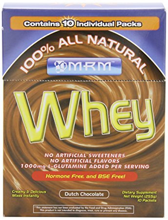MRM All Natural Whey, Dutch Chocolate, 25.5 g packets 10 count