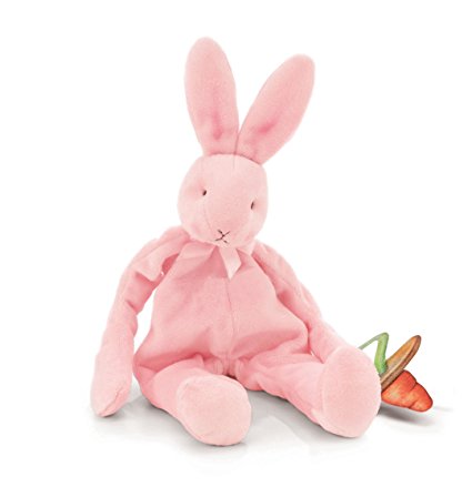 Bunnies by the Bay Silly Buddy Bunny, Pink with Pacifier Holder