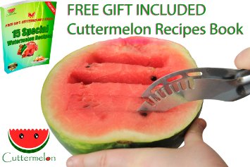 Cuttermelon Watermelon Cutter Strong Slicer Stainless Steel Server And Corer FREE GIFT eBook Recipes Kid Friendly Eco Friendly Perfect For Melons Extra Strong Durable Lightweight And Dishwasher Safe