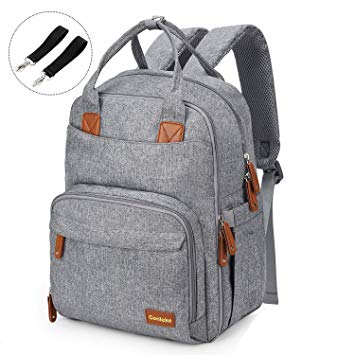 Conleke Diaper Bag backpack Multi-Function Waterproof Travel Backpack Nappy Bags for Baby Care, Stylish and Durable,Many Pocket,Designed for Large Bottles(Grey)