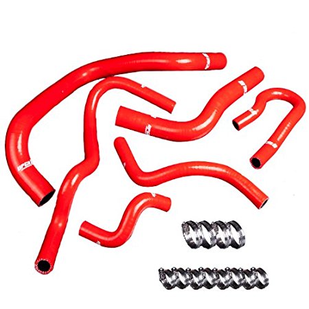 Upgr8 Honda Civic D15 D16 High Performance 4-ply Radiator and Heater Silicone Hose Kit (Red)