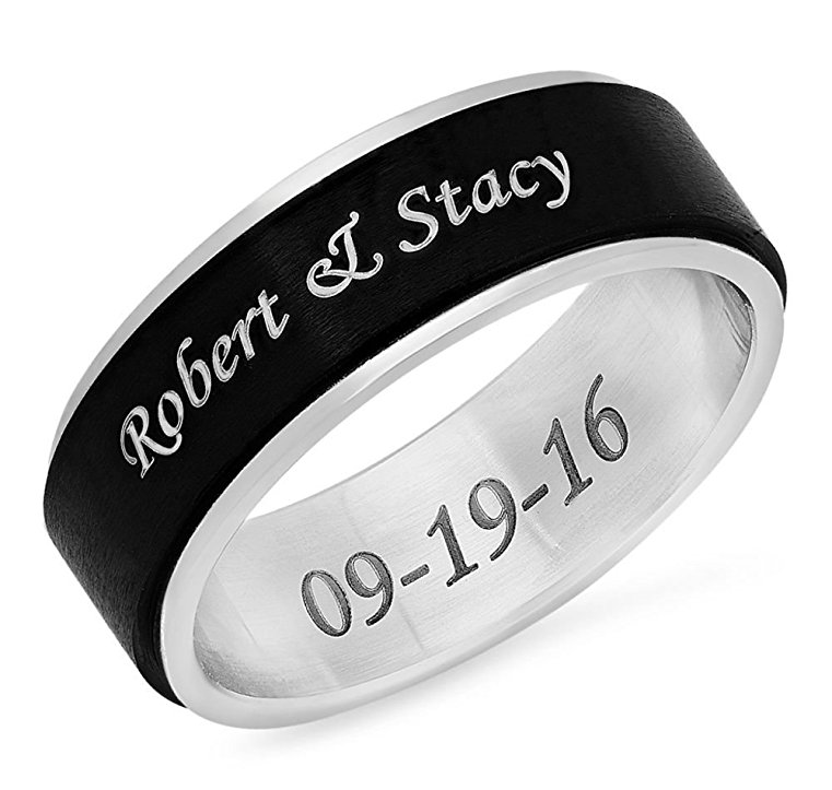 Free Engraving - Stainless Steel Two Tone Spinner Ring