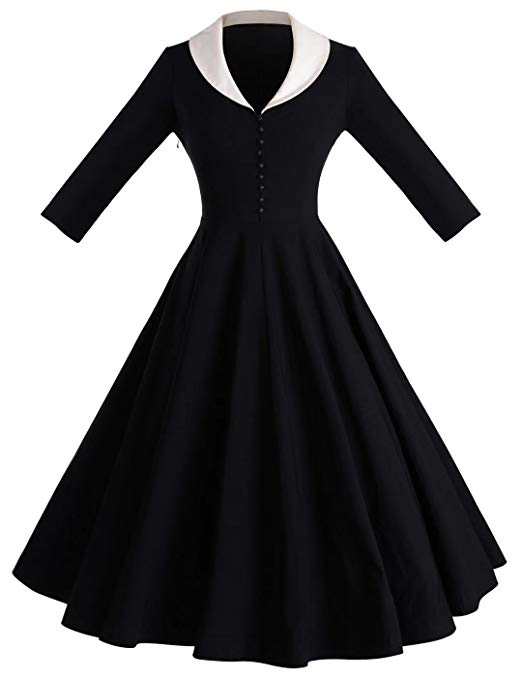 GownTown Womens 1950s Cape Collar Vintage Swing Stretchy Dresses