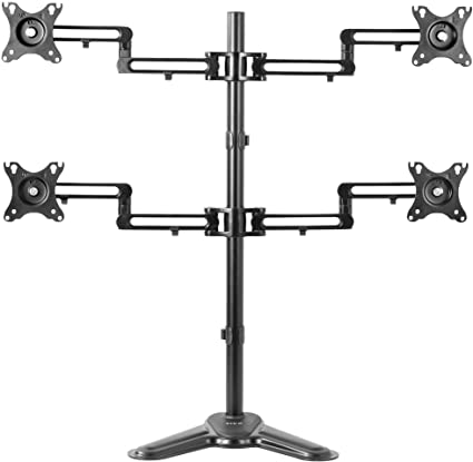 VIVO Freestanding Full Motion Aluminum Quad Monitor Desk Mount VESA Stand with Articulating Arm Joints, Fits 4 Screens 17 to 32 inches, STAND-V104Z