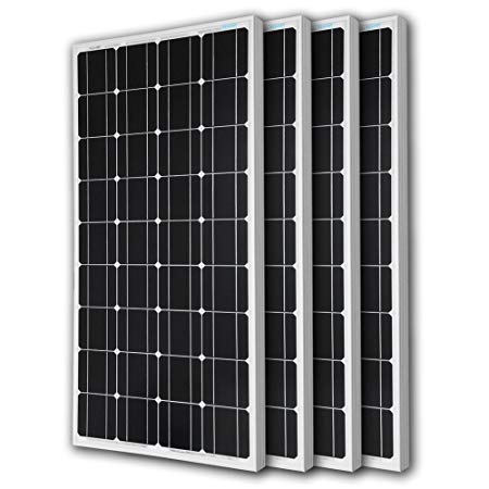 Renogy 4 Pieces 100W Monocrystalline Photovoltaic PV Solar Panel Module, 12V Battery Charging
