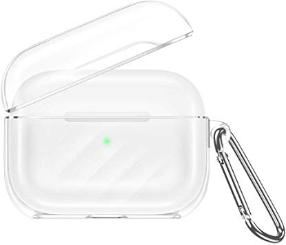 ESR Upgrade Clear Carrying Case for AirPods Pro Case 2019, Air Ripple Protective TPU Cover with Keychain [Won't Affect Wireless Charging] [Visible Front LED] [Dust & Shock-Resistant], Clear