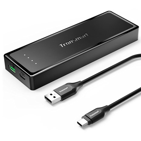 Tronsmart Presto 10400mAh USB Type-C External Battery Power Bank with Quick Charge 3.0 Technology,Total 6A Output for Galaxy Note 7/S7/S6/Edge/Plus, iPhone, Nexus 6P/5X and more, Black (Not Compatible with HTC 10)