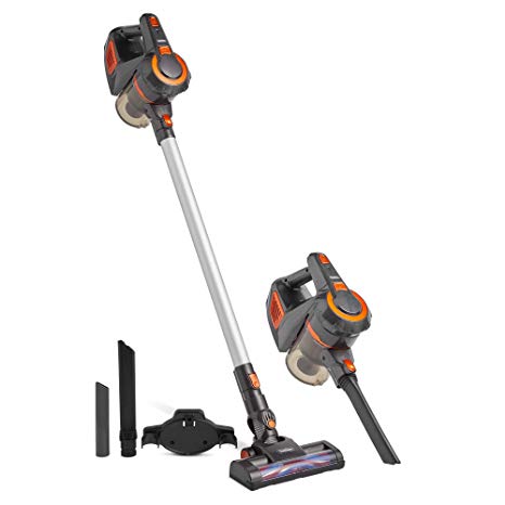 VonHaus 2 in 1 Cordless 22.2V Stick Vacuum Cleaner | 120W | 9Kpa Suction | Lightweight Upright or Handheld Design | for Hard Floors and Carpet | Includes 2-in-1 Crevice Tool and Washable HEPA Filter