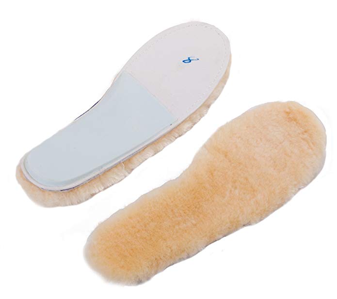 ABUSA Genuine Sheepskin Insoles Woman's and Men's Cozy Warm Fluffy Shoe Inserts for Wellies, Slippers, Boots with Latex Backing